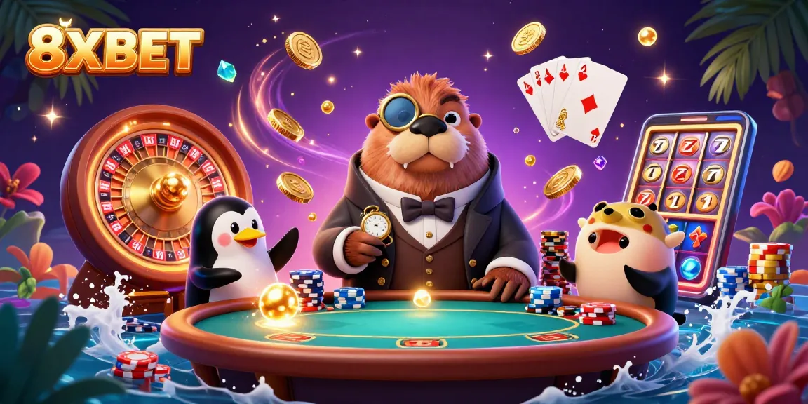 8XBET transports gamers into an underwater casino experience filled with vibrant characters and dynamic gaming elements.