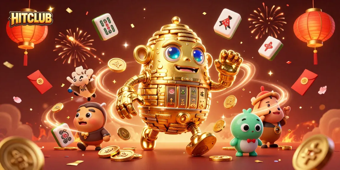 Experience the thrill of HITCLUB with a stunning 3D illustration featuring a golden golem in a vibrant casino scene.