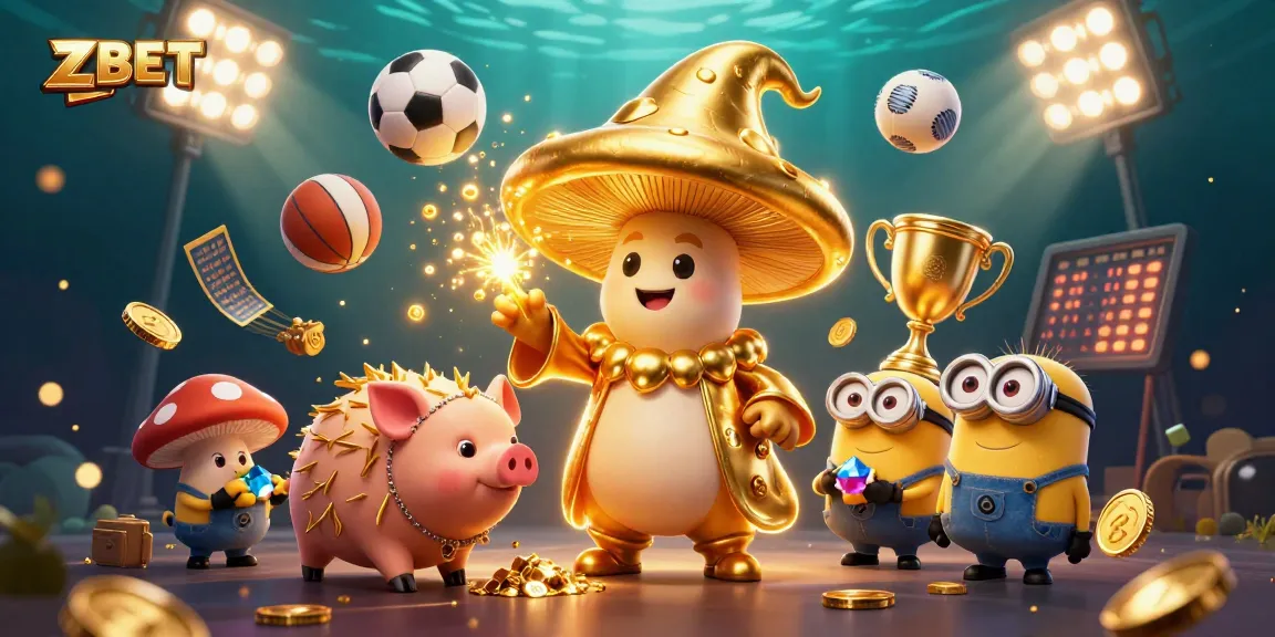 ZBET turns gaming excitement into gold amidst a festive 3D casino scene.