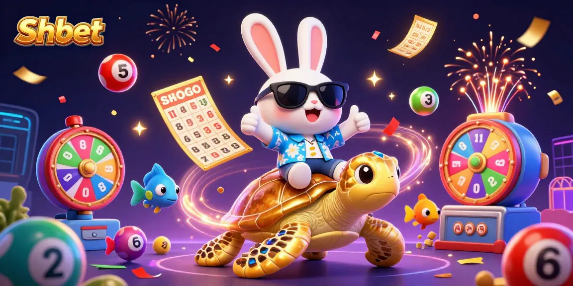 Engage with Shbet's vibrant casino experience featuring a lucky rabbit and golden turtle in a lively scene.