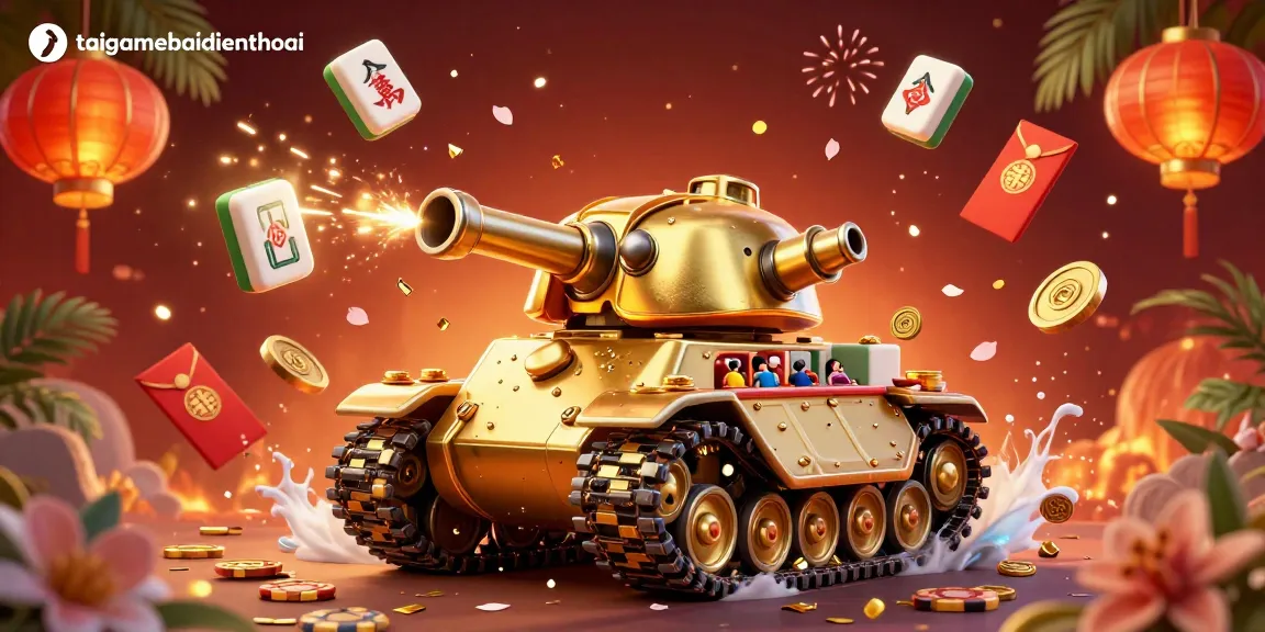 Experience the excitement of taigamebaidienthoai with an ultra-detailed casino tank illustration, packed with vibrant gaming elements.