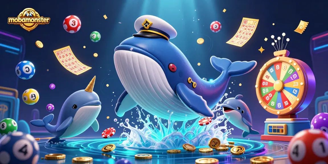 Spin to win with the mobamonster whale and friends in a vibrant casino world!