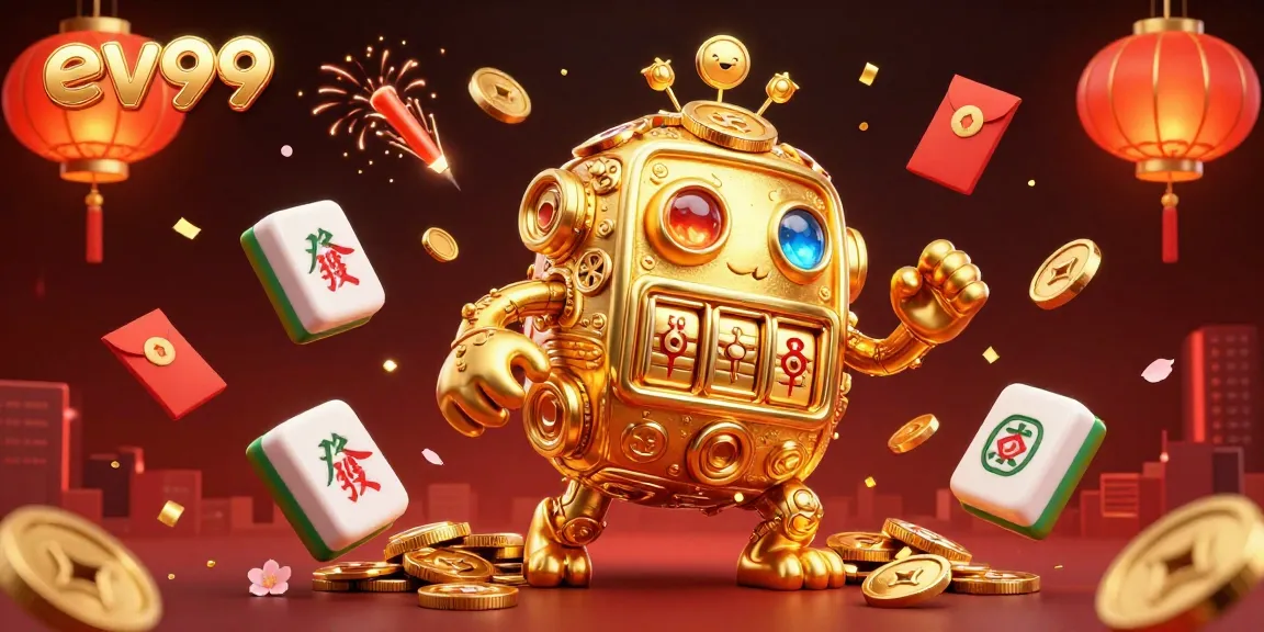 Spin and win with ev99's dynamic casino illustration showcasing festive gaming elements.