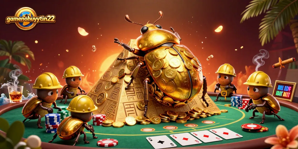 Experience thrilling Pai Gow action with gamenohuuytin22 featuring golden beetles and casino elements.