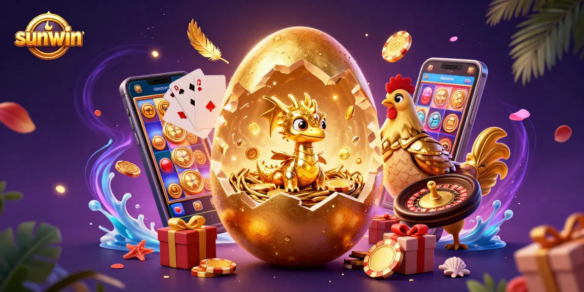 Experience thrilling wins with sunwin's games, featuring a golden dragon and dynamic casino elements.