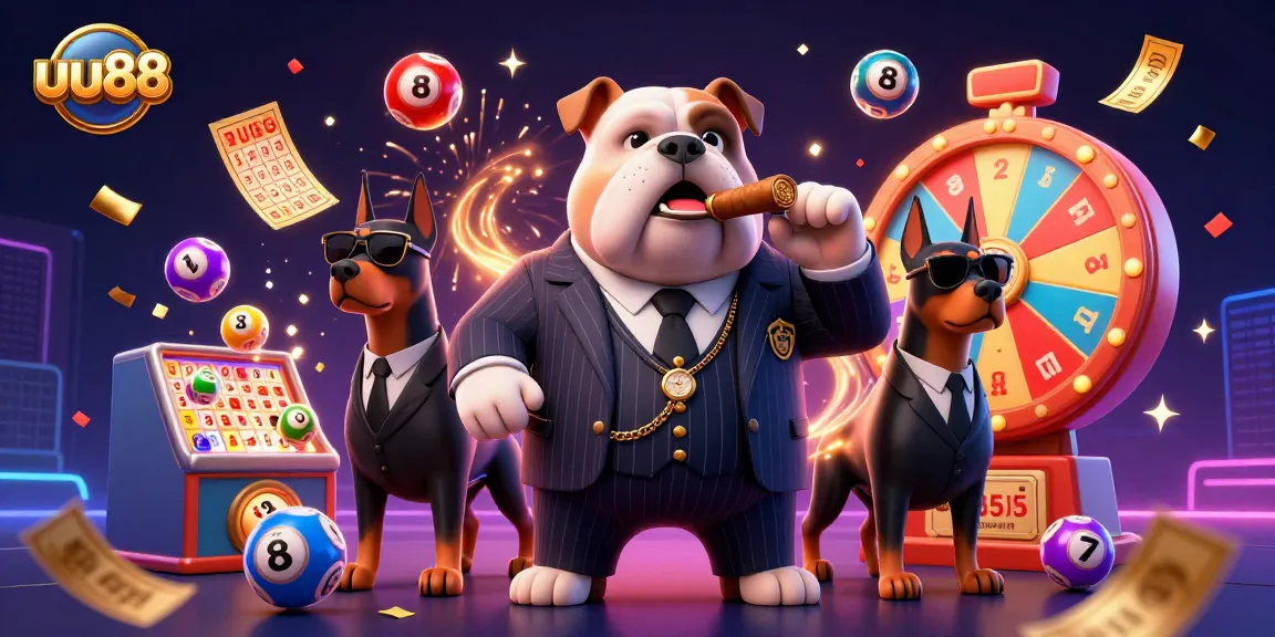 Join the excitement at uu88 with lottery balls and golden tickets in a vibrant casino scene.