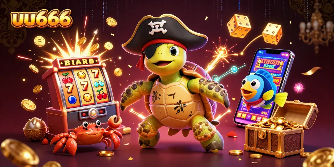 Play thrilling games at uu666 with a 3D pirate turtle and vibrant casino elements.