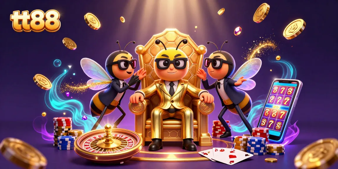 Experience excitement with tt88’s vibrant gaming scene filled with characters, coins, and casino elements.